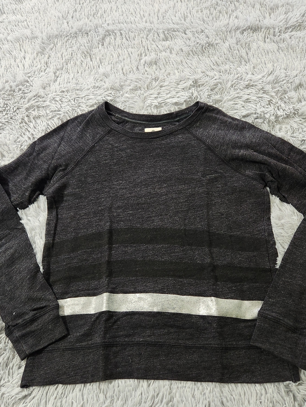 Sundry Charcoal Gray Striped Crewneck Long Sleeve Sweater